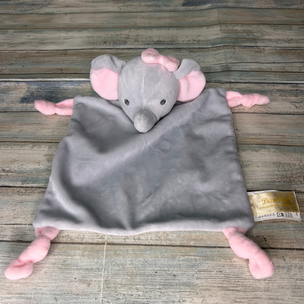Dandee Elephant Pink Bow Gray Wal-Mart Knotted Corner Lovey Security Blanket